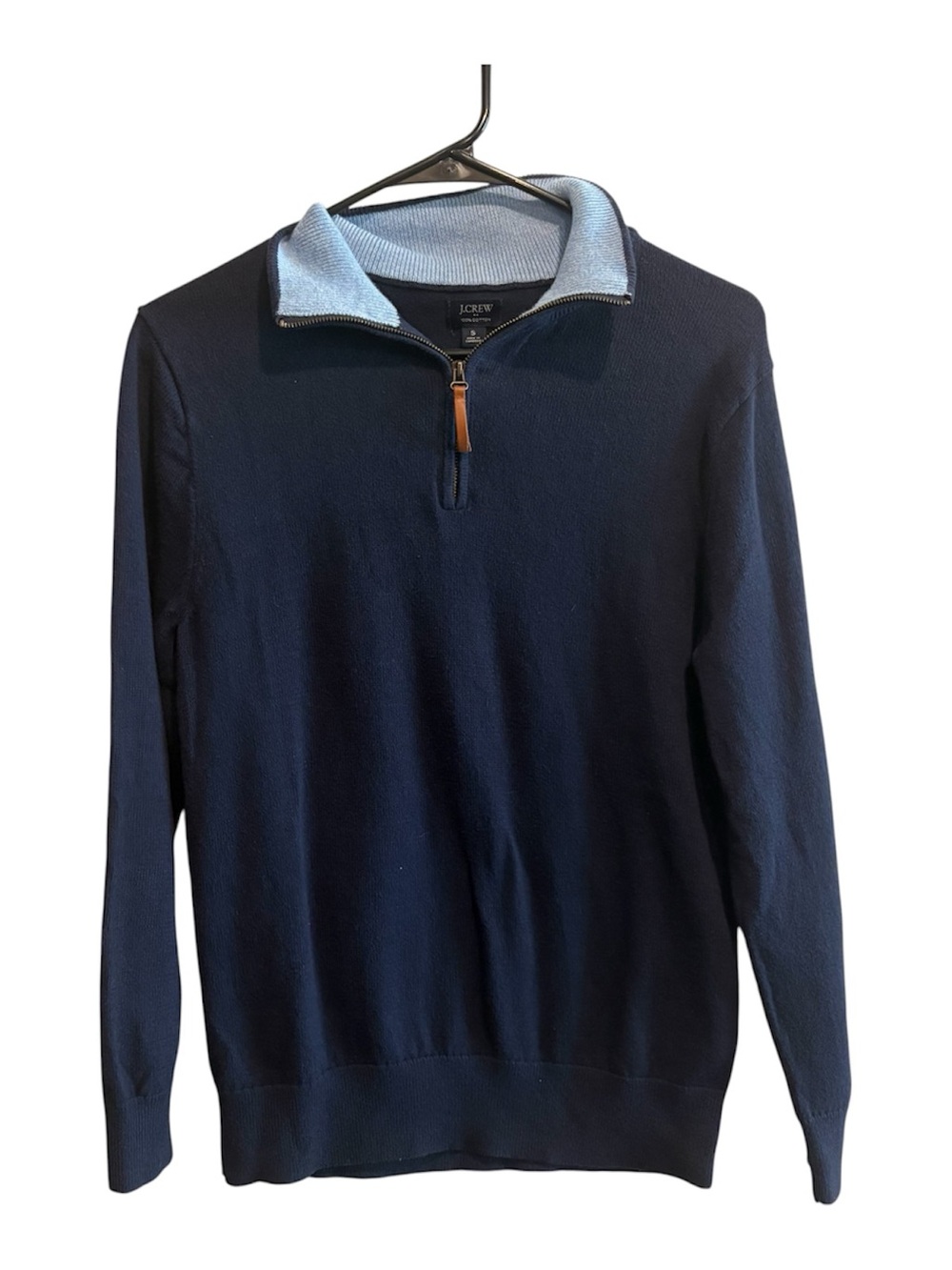 J.Crew Men's Navy Blue Cotton Quarter-Zip Sweater Size Small